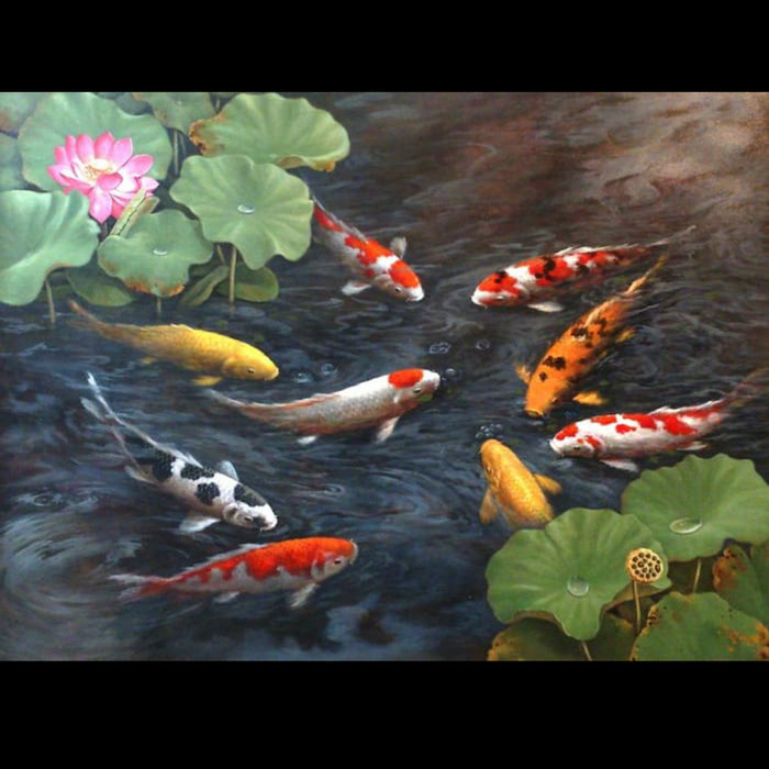 Art Repro digital custom size koi ikan lucky pelindung carp lukisan