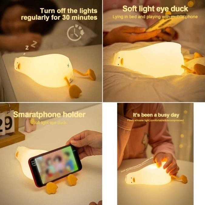 Lampu Tidur Anak Lucu Holder Hp Bebek Lie In Peace Duck Sleep Lamp Etheriallshop
