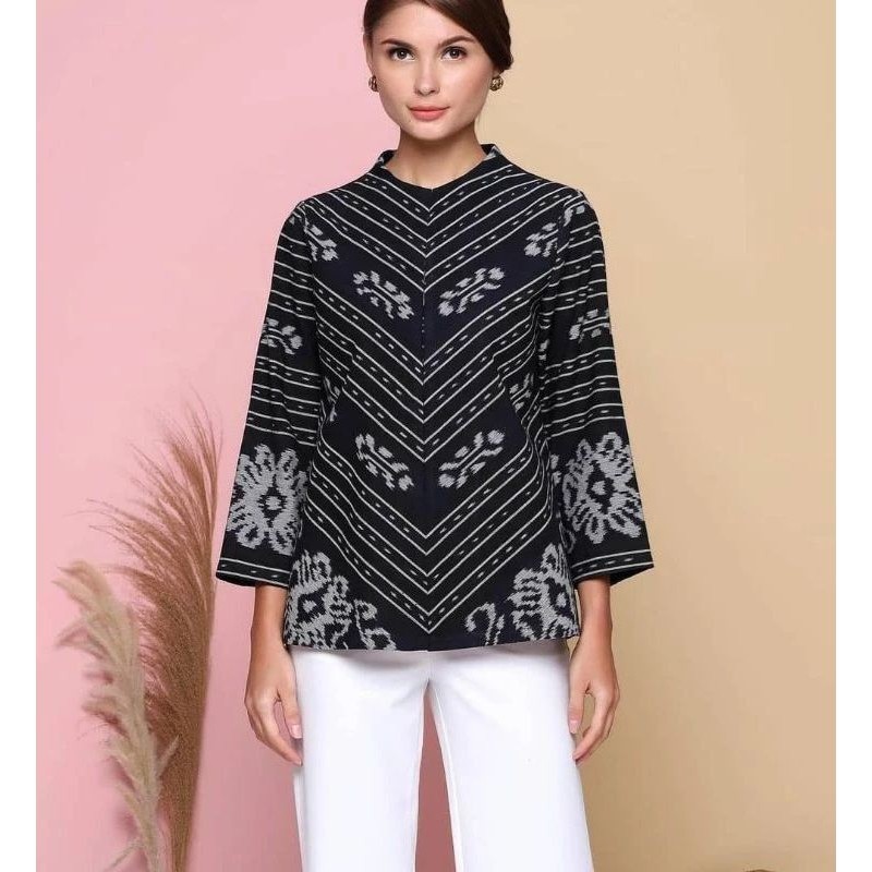 shanaya blouse tenun atasan wanita - baju tenun endek motif ntt