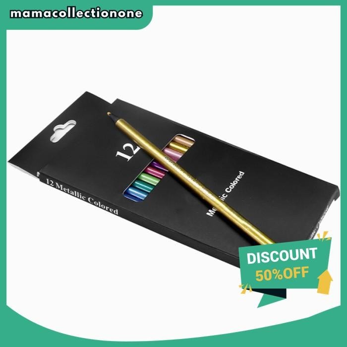 

12PCS METALLIC COLORED PENCILS NON-TOXIC ART STATIONERY DRAWING KUALITAS TERBAIK