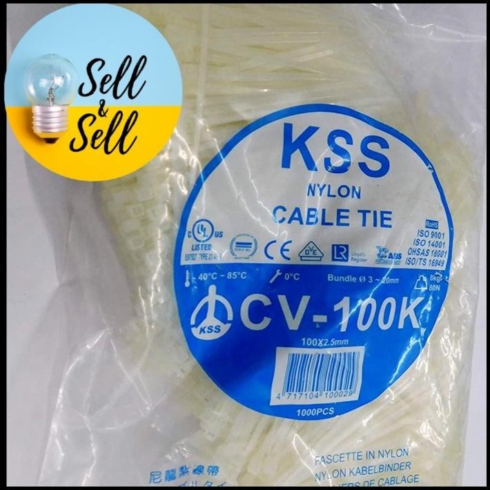 

TERMURAH CABLE TIES KSS CV-100 /KABEL TIES KSS CV100 (HITAM/PUTIH) ISI 1000 PCS