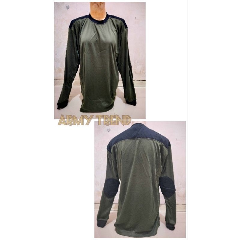 BAJU KAOS HIJAU KOMBINASI BUSA HITAM LAPANGAN LENGAN PANJANG / KAOS HIJAU PDL TACTICAL LAPANGAN KOMB