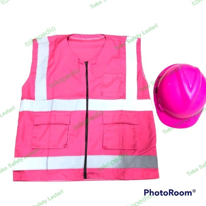 BARU PAKET MURAH HEMAT ROMPI SAFETY DRILL+HELM SAFETY PROYEK WARNA PINK