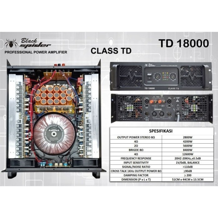 POWER AMPLIFIER BLACKSPIDER TD18000 / TD 18000 CLASS TD ORIGINAL Ori