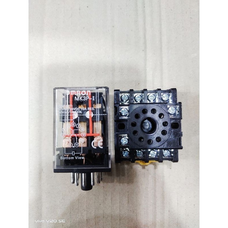 relay Omron mk3p 220v 11kaki + socket / relay 220v 11pin / original omron