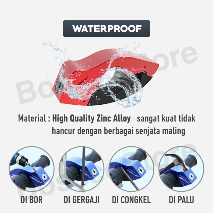 Veison Uma1 Kunci Gembok Rem Tangan Motor Kunci Stang Motor Griplock