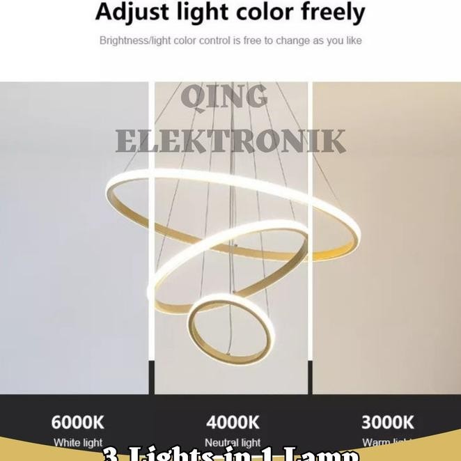 Lampu Gantung Modern Hias Minimalis 3 Ring 4 Ring 60W