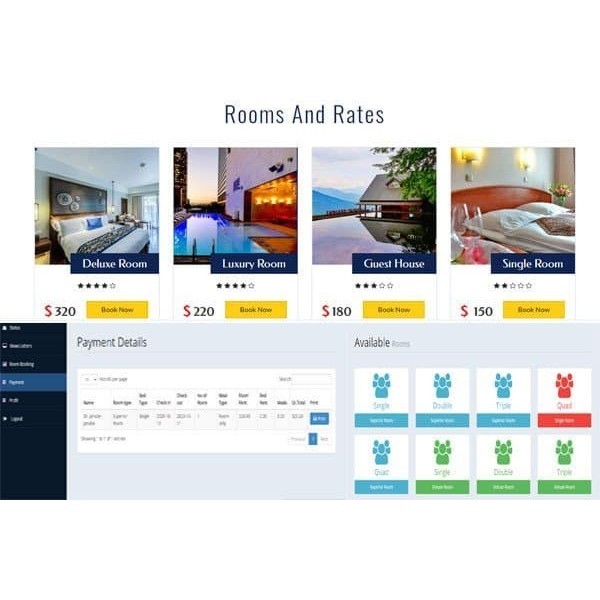 source code dan script web aplikasi Hotel Management System