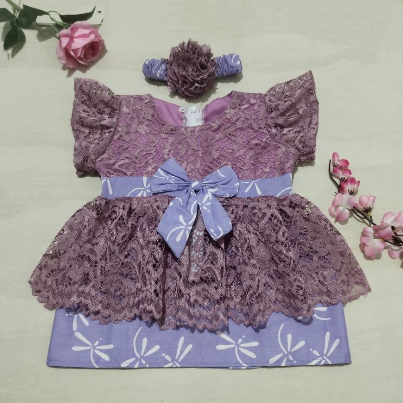 KEBAYA BAYI / KEBAYA ANAK / SETELAN KEBAYA BAYI DAN ANAK ungu taro