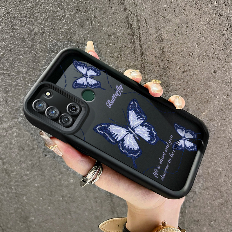Casing Hp Realme 7i Realme C17 Case HP lembut Kesing ponsel pola kupu-kupu ungu casing pelindung sil