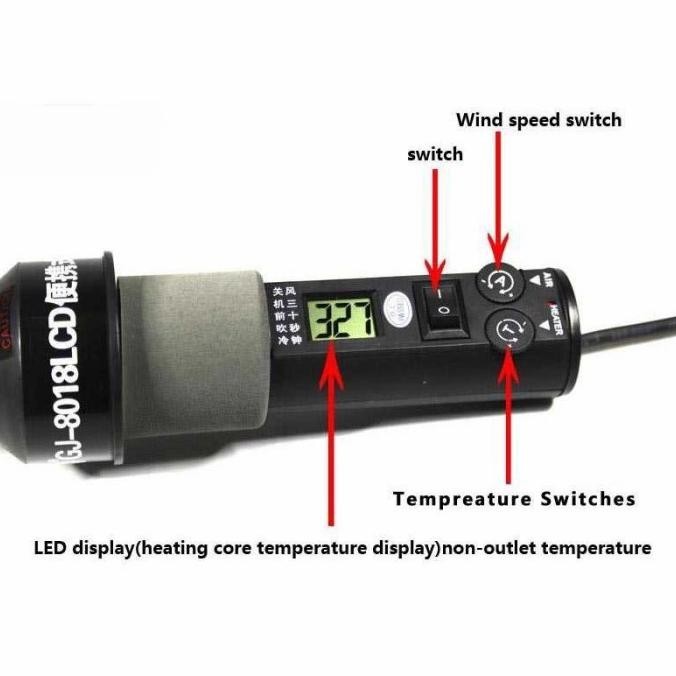 Blower Uap Portable Hp Pemanas Elektronik Lcd Display / Solder Uap Smd