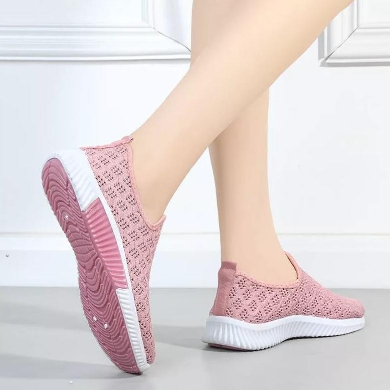 NW010 SEPATU SLIP ON WANITA IMPORT SEPATU FASHION WANITA KOREA MOTIF JARING BARU