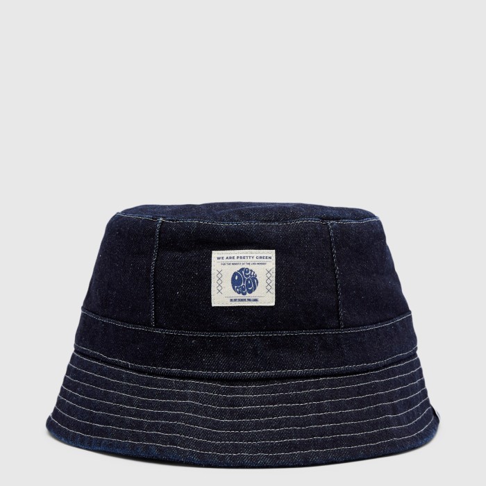 Pretty Green Denim Buet Hat Navy