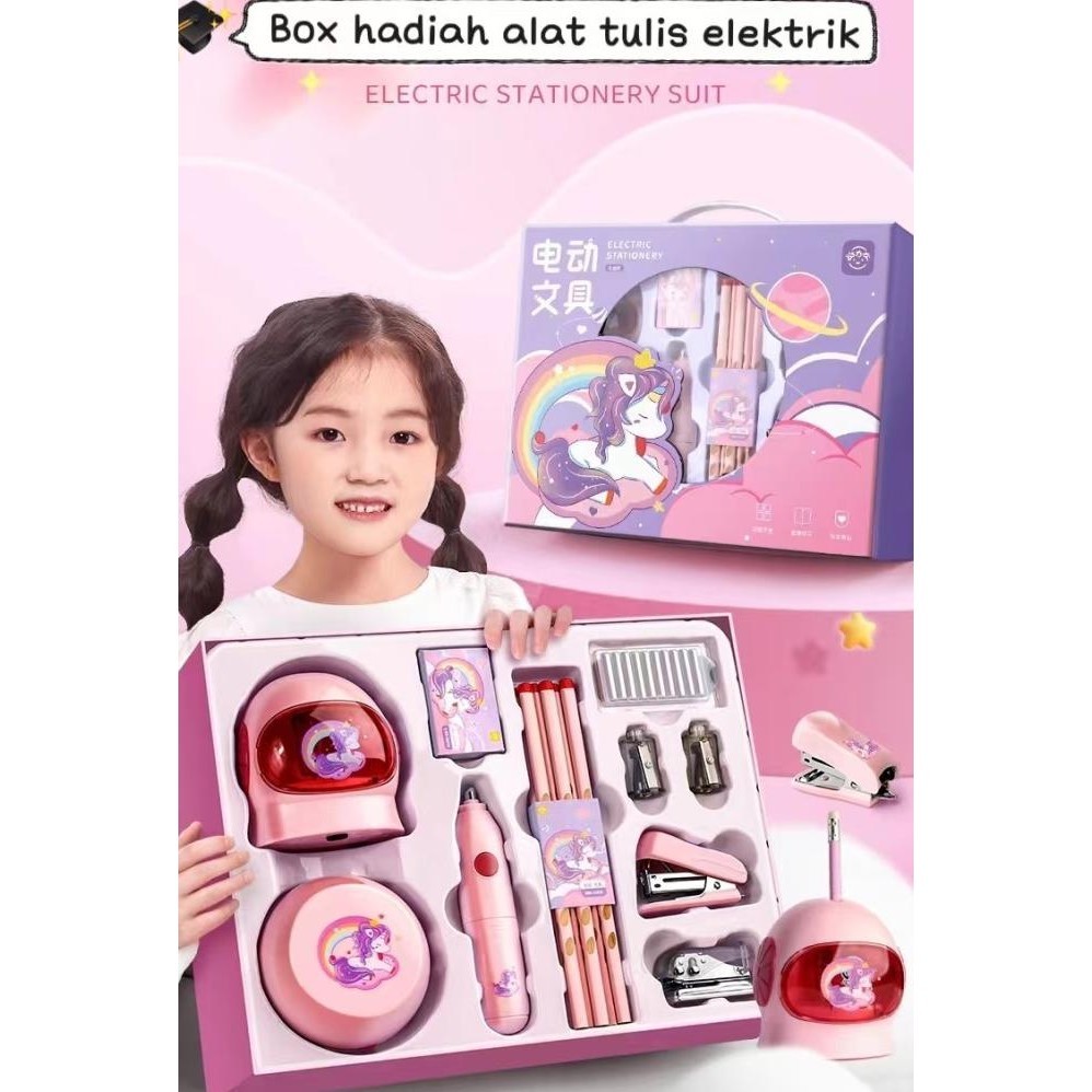 

Electric Stationery 11 Set/ Set Alat Tulis Elektrik Warna Pink dan Bir MBS
