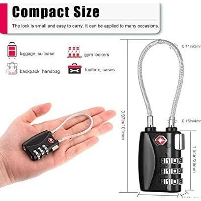 CoolCell Gembok Koper Tali Baja TSA Lock Pin Angka Motor Helm TK