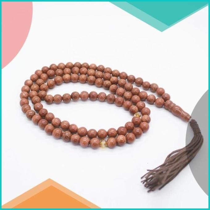 tasbih batu pasir emas 8 mm 99 butir , batu asli natural pasir emas 19