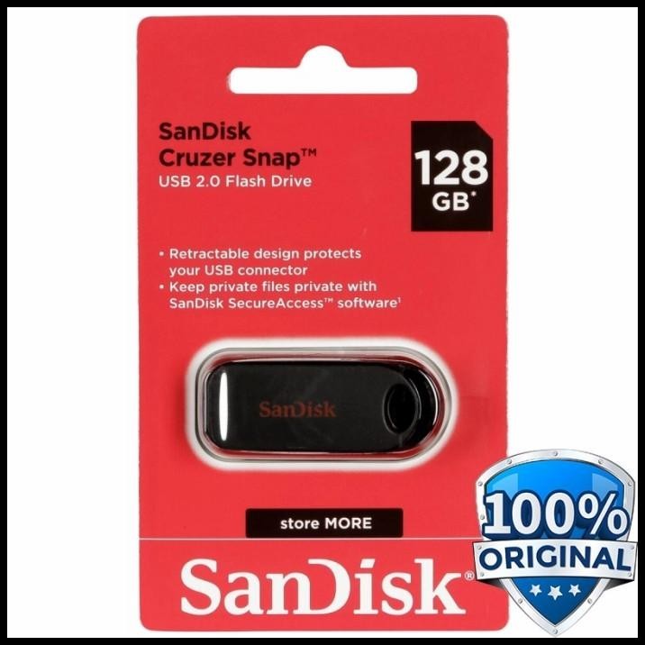 TERBARU SANDISK CRUZER SNAP USB FLASHDISK 128GB - SDCZ62-128G 