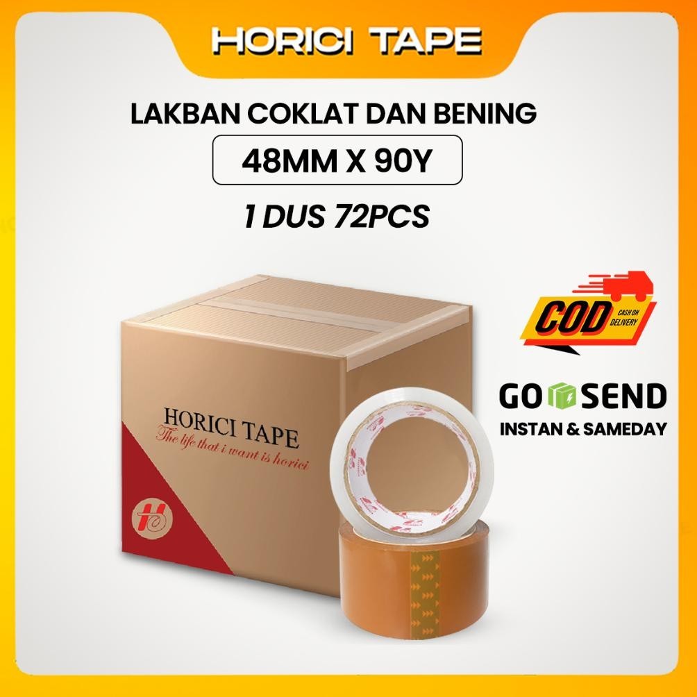 

Banyak Promooo !!! 1 Dus Isi 72 Pcs Horici Tape Super Clear 48Mm*90Y Lakban Bening & Coklat