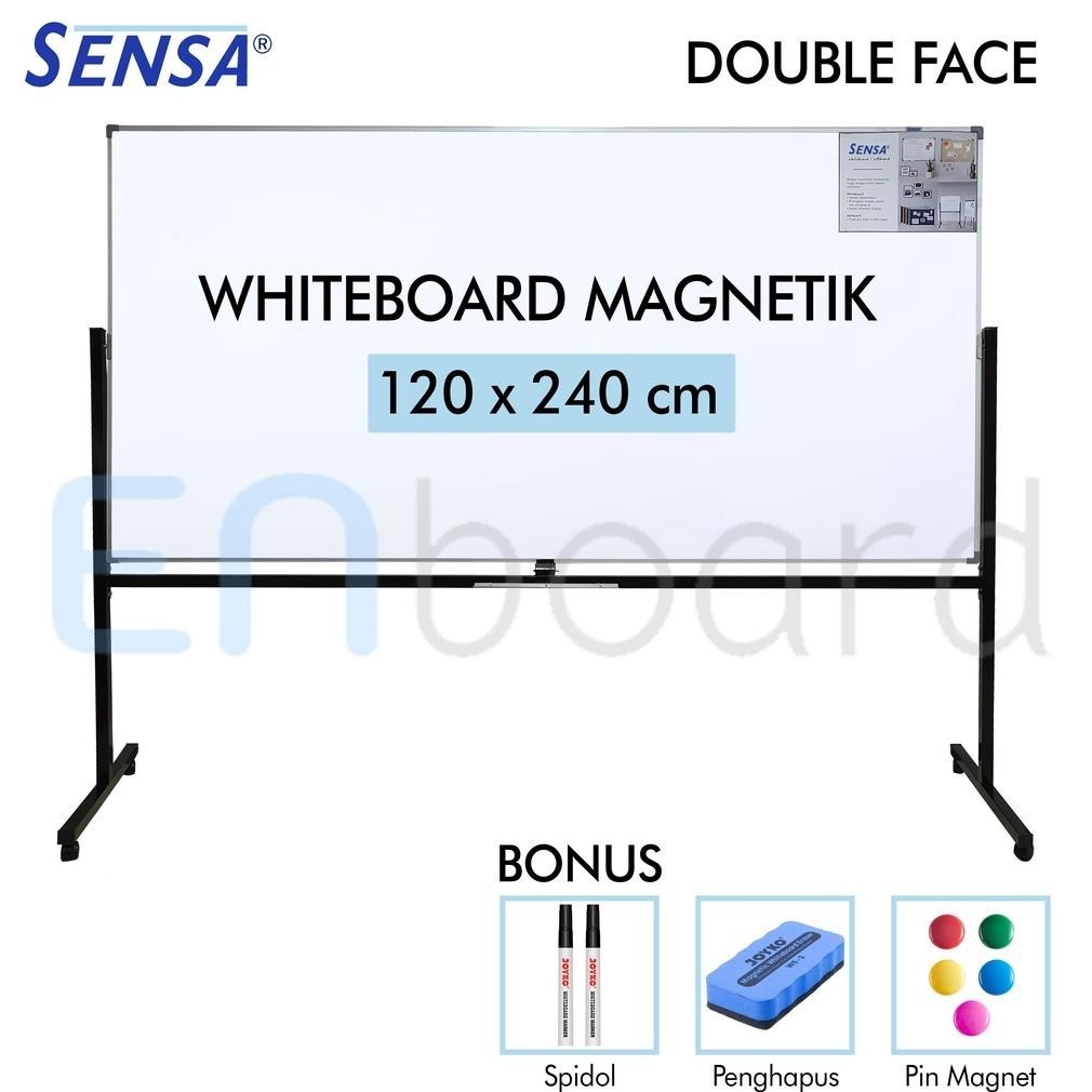 

Banyak Promooo !!! Papan Tulis Whiteboard / White Board Standing Magnet Double Face Sensa 120 X 240 Cm