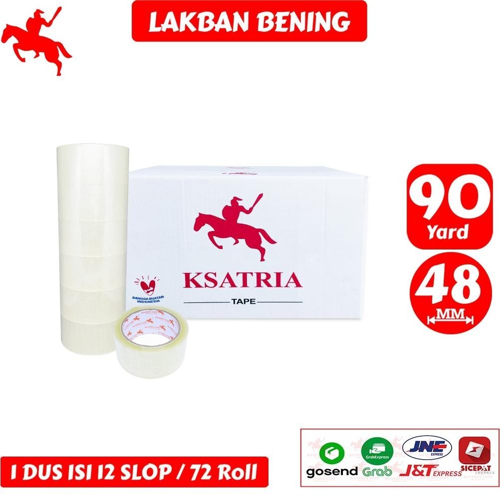 

Lagi Promooo !!! Lakban Opp Tape / Lakban Bening Ksatria Tape 90 Yard (1 Dus)