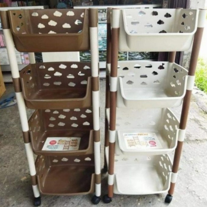 RAK PLASTIK 4 SUSUN RODA/RAK BONEKA 4 SUSUN