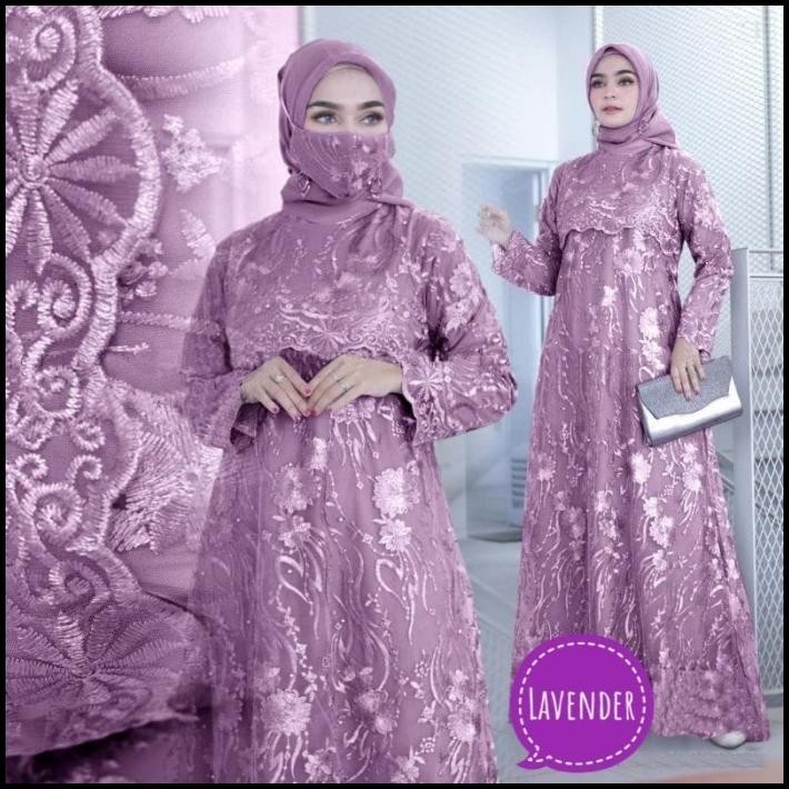 (PROMO) MAXI GAMIS VINOLA - GAMIS PESTA WANITA MAXI DRESS FULL BRUKAT Silahkan diorder
