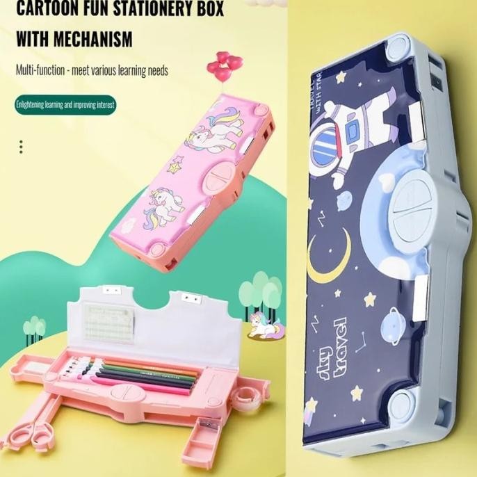 

Kotak Pensil Pola Kartun Lapisan Ganda Tunggal dengan Rautan Kapasitas