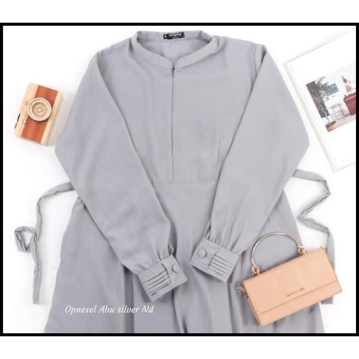(MURAH) gamis silver polos-gamis polos abu muda premium-gamis wanita polos Silahkan diorder