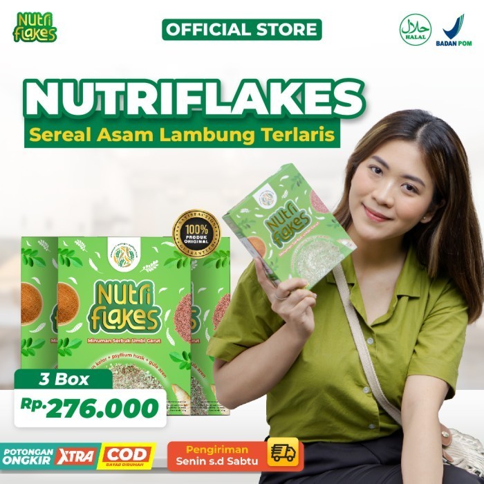 

Nutriflakes Sereal Umbi Garut Solusi Asam Lambung Dan Gerd Paket 3 Box