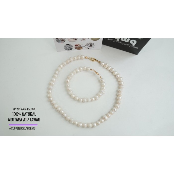 

1 Set Kalung Dan Gelang Mutiara Air Tawar Fresh Water Pearl Putih