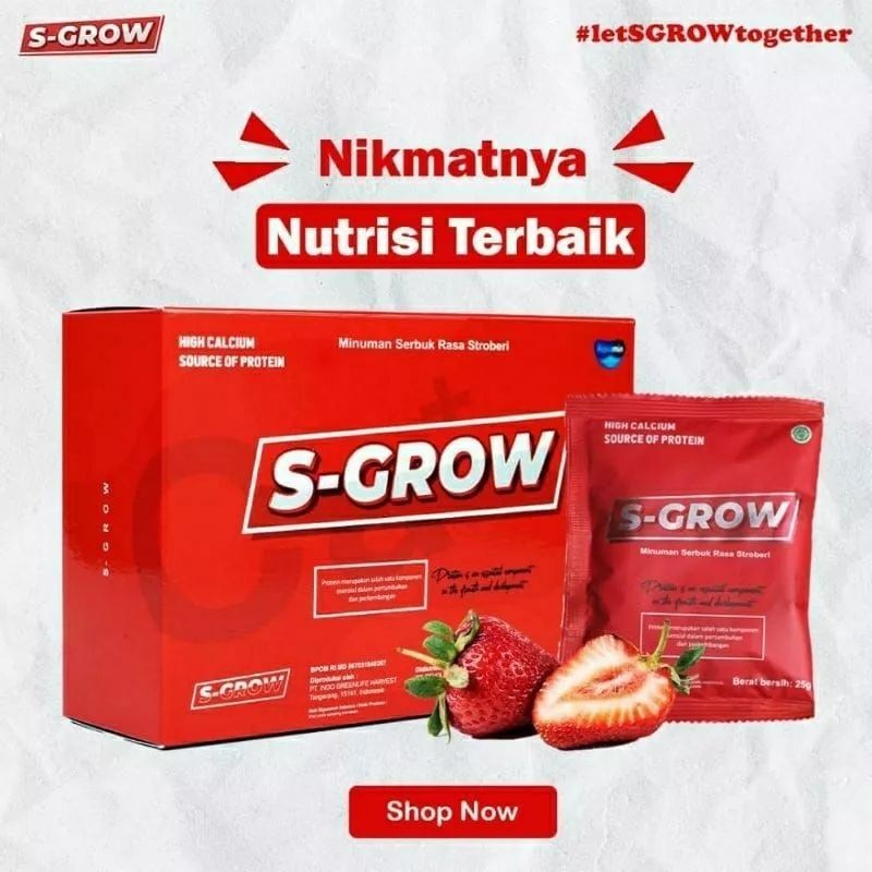 

S - GROW Susu Peninggi Badan Dan Tinggi Kalsium Meningkatkan Masa Otot | BPOM