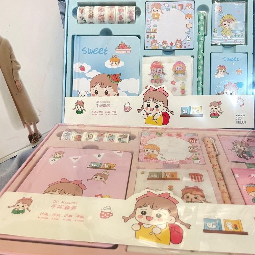 

PAKET JURNAL ALAT TULIS 7 IN 1 - PASTEL BLUE PINK - HAMPERS HADIAH SOVENIR GIFT SET DIARY DIARI JOURNAL ISI SET ALAT TULIS BUKU MEMO NOTES NOTEPAD SOLATIP LABEL PEN STIKER LUCU UNIK ALAT TULIS HADIAH SOVENIR KADO KERJA SEKOLAH KANTOR GASS