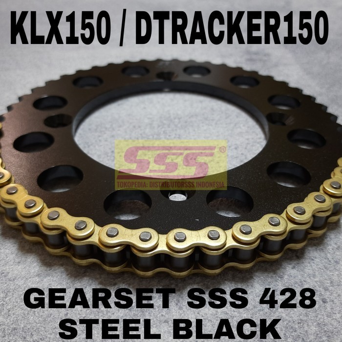 Girset Sss 428 Steel Black Klx150 Dtracker 150 Klx Rantai Sss Gold