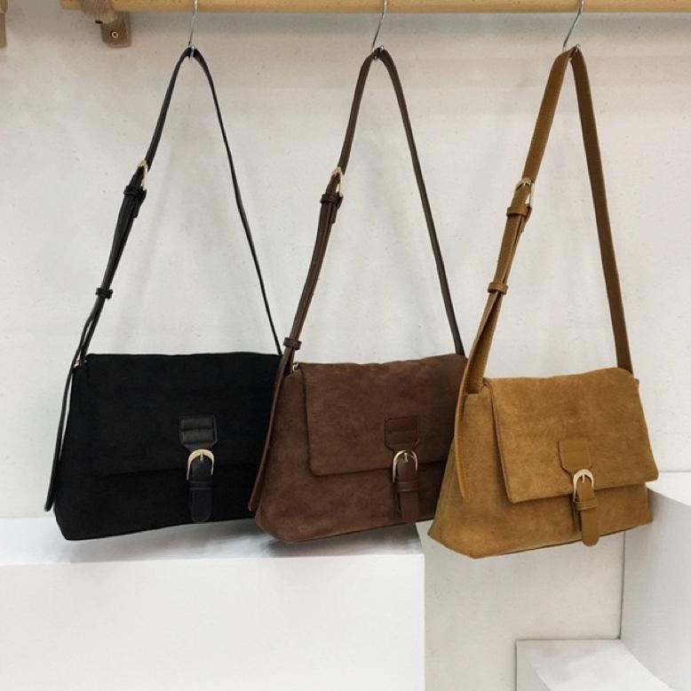 TAS SELEMPANG BELUDRU WANITA TAS CEWEK RETRO SUEDE MESSENGER BAG GS 574 COD