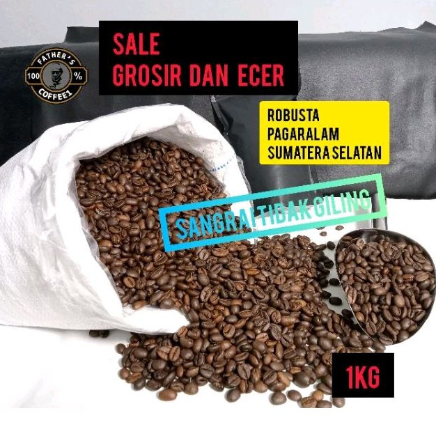 

Kopi Robusta Pagaralam Roasted Bean Biji/Bubuk 250g 500g 1Kg Grade1 Profil Medium, Medium to Dark dan Dark