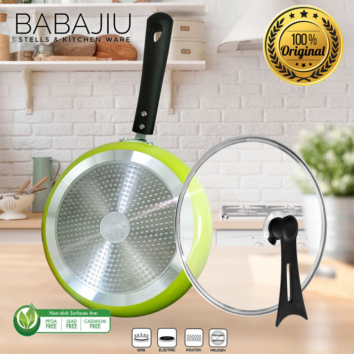 Wajan Teflon Fry Pan. Babajiu Frying Pan 30Cm Plus Tutup Kaca