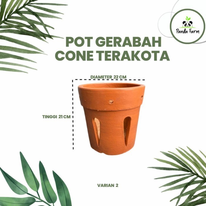 Pot Vas Gerabah Anggrek Cone Terakota