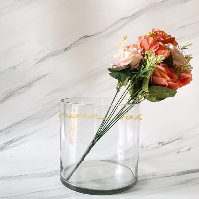 Vas Bunga Kaca Jumbo Tinggi 20Cm Diameter 20Cm Vas Besar Kaca Cantik