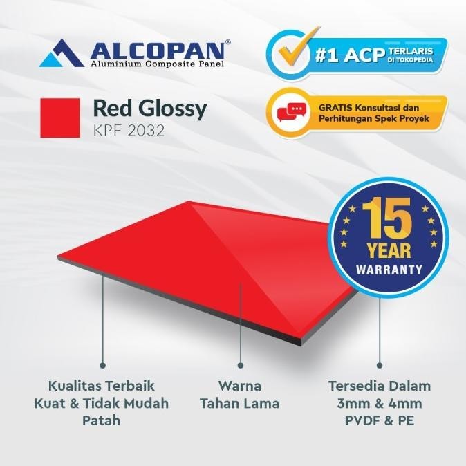 ACP aluminium composite panel Alcopan Red Glossy PE 4mm