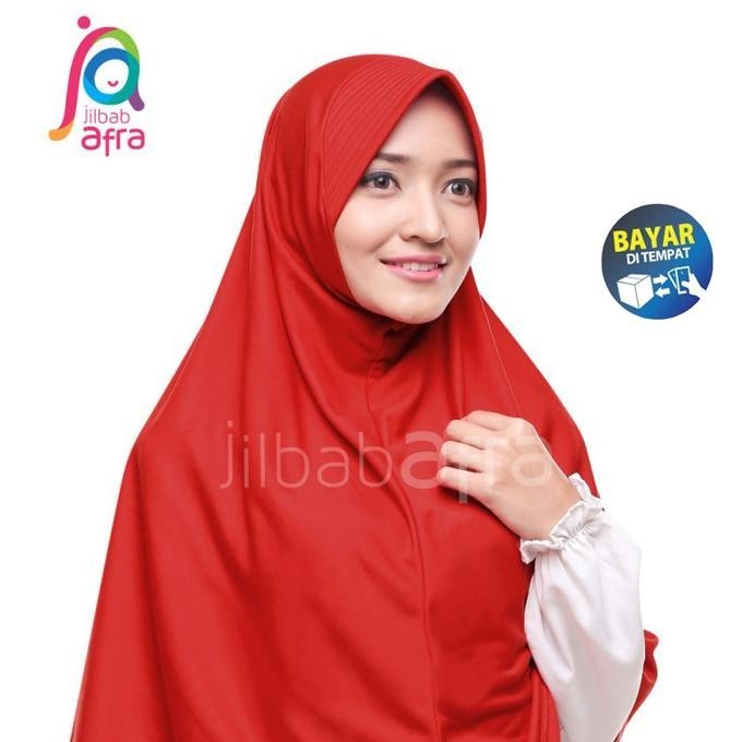 Hijab Instan Jilbab Afra Beria Arfa Kerudung Pet Bergo Kaos Merah Cabe
