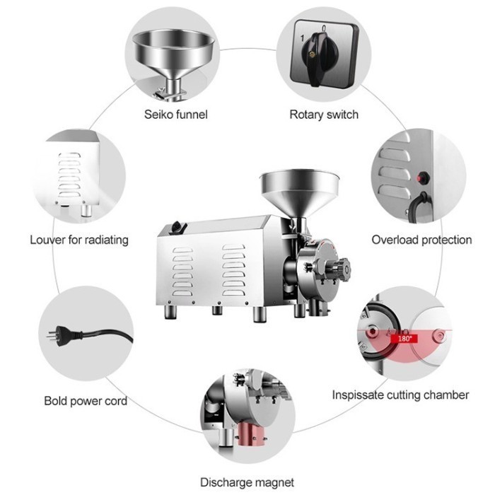 Mesin Grinder Kopi Industri Produksi 50-200 Mesh Grind Size