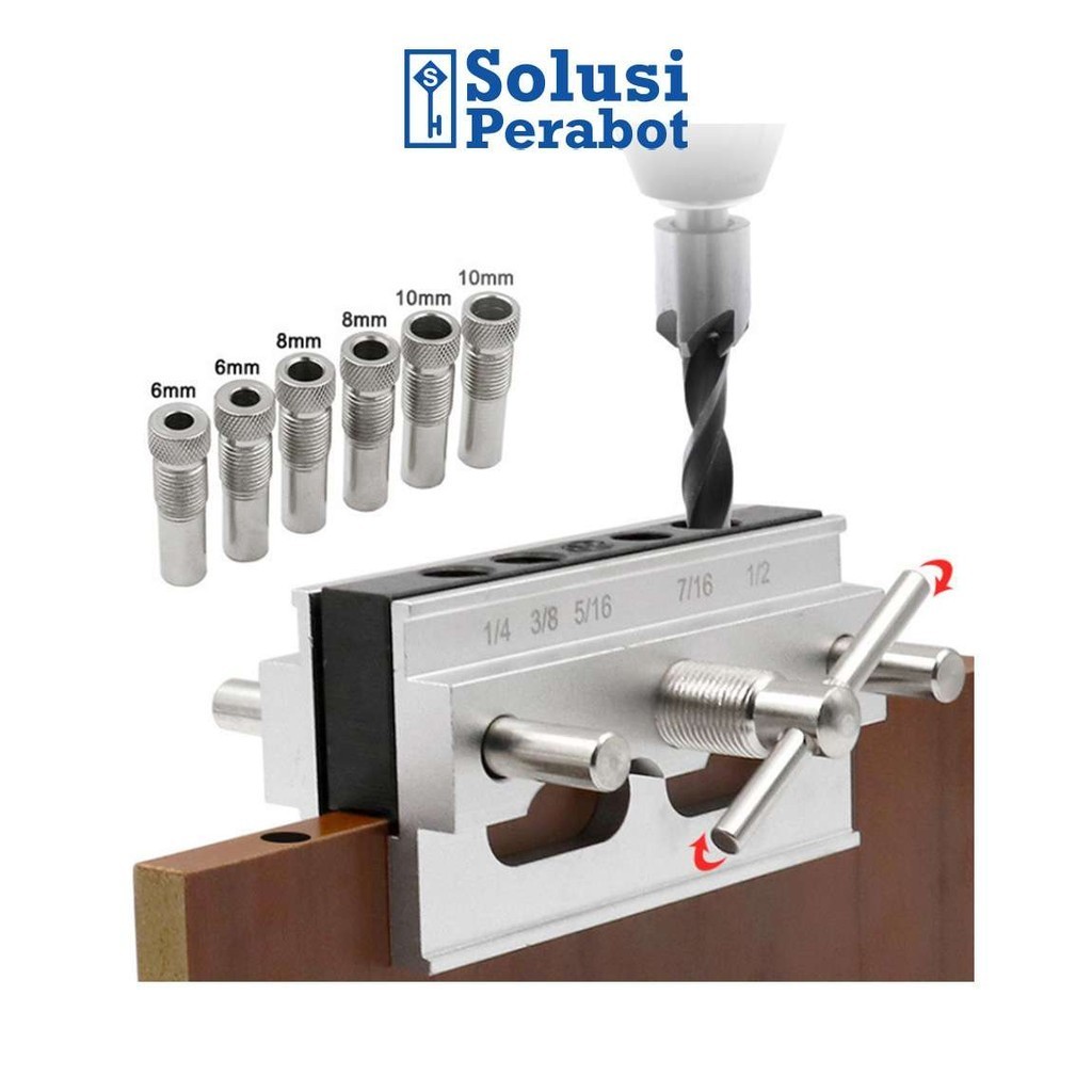 Woodworking Dowel Jig SP / Doweling Alat Bantu Bor / Locator Pelubang Penyambung Kayu Papan Plywood 