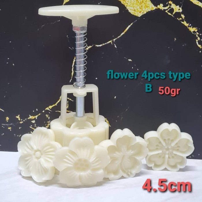 

YQ627 set 4pcs cetakan nastar press Sakura / mooncake mould / kue bulan NEW