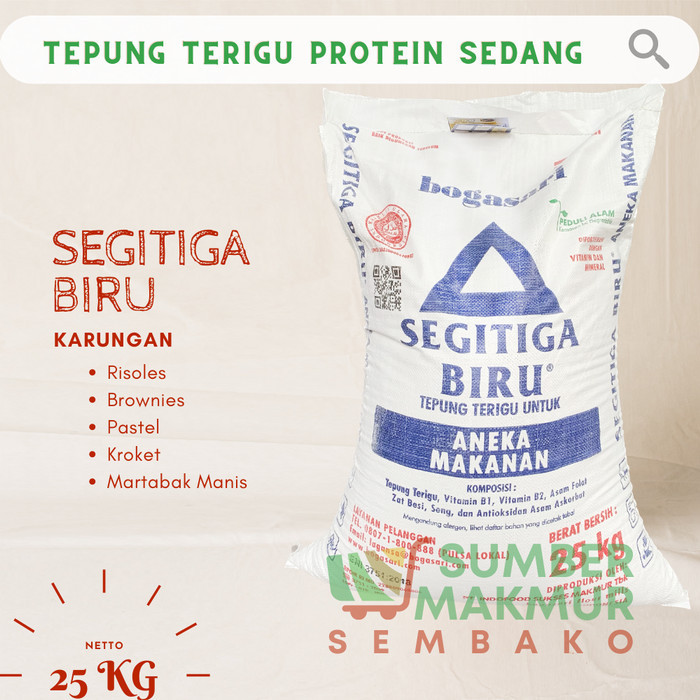 

GV311 TEPUNG TERIGU SEGITIGA BIRU 25 KG [GOJEK / GRAB ONLY] NEW