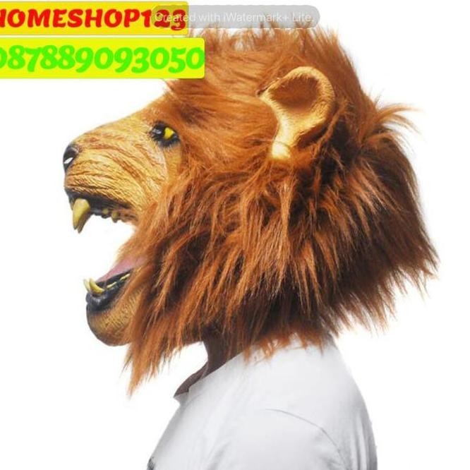 BDC Toko-Boneka-Termurah- Topeng Singa Latex Premium, Mask Lion, Mask Halloween Animal, King Leo TER