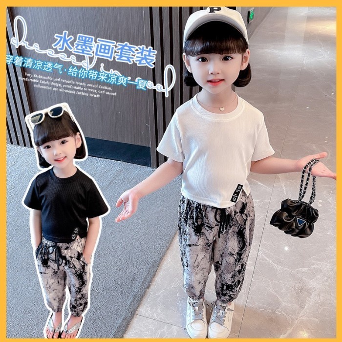 Setelan Anak Perempuan Celana Panjang Crop Top Korea