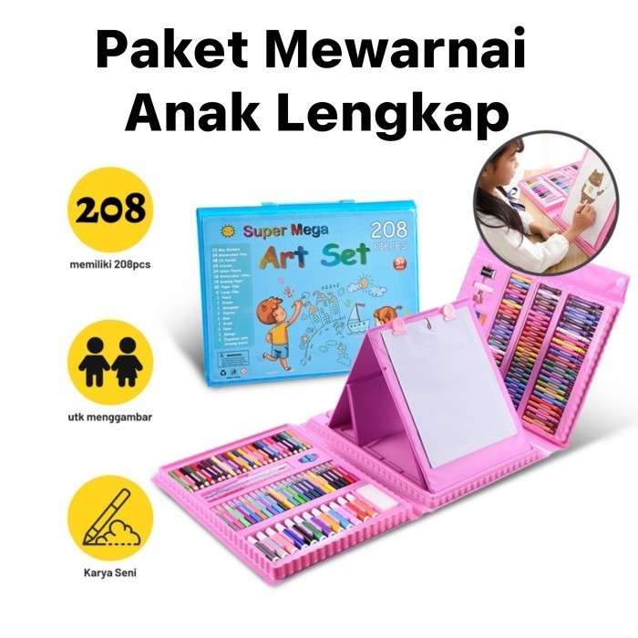 

Crayon Anak Set Isi 208 Pcs Pensil Warna Alat Lukis Mewarnai Lengkap -Anza Wahda