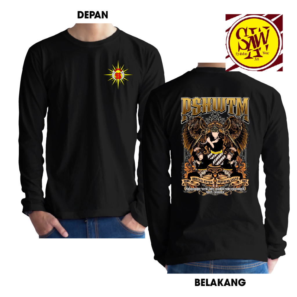 KAOS PSHWTM GOLD KAOS SH WINONGO KAOS LENGAN PANJANG LOGO DEPAN SINAR SYAHDAN 04