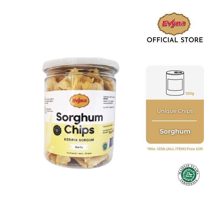 

TERBARU EVYNA SORGHUM CHIPS GARLIC | KERIPIK SORGUM | 120GR !!!!!