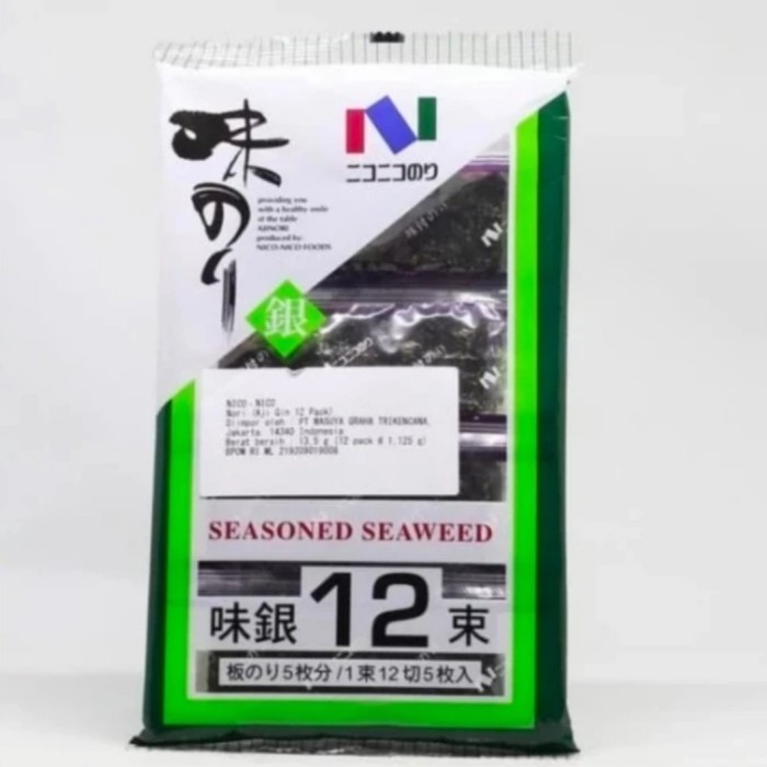 

Nico Nico N Aji Gin Seasoned Seaweed Jepang 12 Pak Rumput Laut Imp